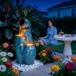 29" Ceramic Outdoor Water Fountain with 4-Tier Pots