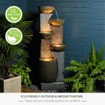 5-Tier Modern Outdoor Garden Water Fountain with Lights