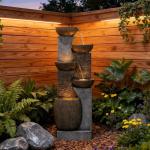 5-Tier Modern Outdoor Garden Water Fountain with Lights