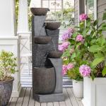 5-Tier Modern Outdoor Garden Water Fountain with Lights