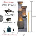 5-Tier Modern Outdoor Garden Water Fountain with Lights