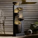 5-Tier Modern Outdoor Garden Water Fountain with Lights