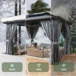 Aoxun 10x12 Hardtop Gazebo with Netting & Curtains