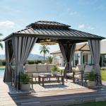 YITAHOME 10x12 FT Aluminum Frame Hard Top Gazebo