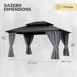 YITAHOME 10x12 FT Aluminum Frame Hard Top Gazebo