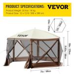 VEVOR 12x12ft Pop-up Canopy Tent with Mesh Windows