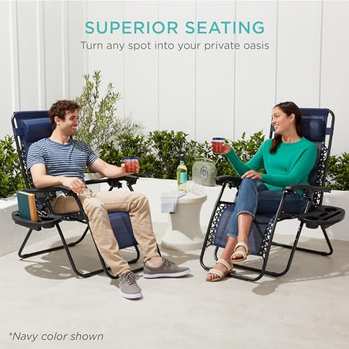 Set of 2 Adjustable Steel Mesh Zero Gravity Chairs