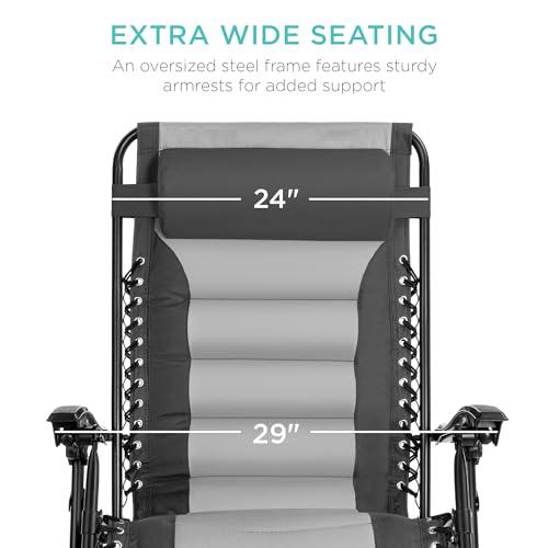 XL Padded Zero Gravity Outdoor Recliner Chair with Accessories