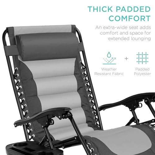 XL Padded Zero Gravity Outdoor Recliner Chair with Accessories