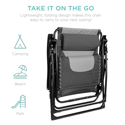 XL Padded Zero Gravity Outdoor Recliner Chair with Accessories