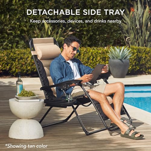 XL Padded Zero Gravity Outdoor Recliner Chair with Accessories