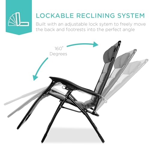 XL Padded Zero Gravity Outdoor Recliner Chair with Accessories