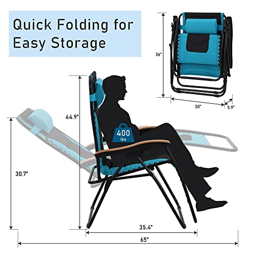 PHI VILLA Oversized Zero Gravity Chair, Patio Recliner