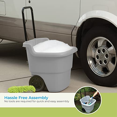 Suncast 15.5 Gal Multi-Purpose Cart with Wheels, Brown/Taupe