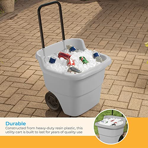 Suncast 15.5 Gal Multi-Purpose Cart with Wheels, Brown/Taupe
