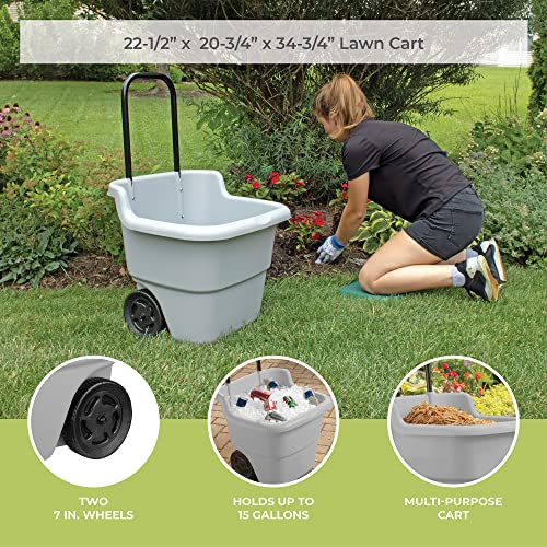 Suncast 15.5 Gal Multi-Purpose Cart with Wheels, Brown/Taupe