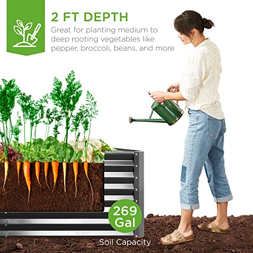 Outdoor Metal Raised Garden Bed for Vegetables & Herbs