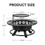 36" Outdoor Fire Pit with Cooking Grill