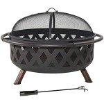Sunnydaze 91.4cm Black Crossweave Patio Fire Pit