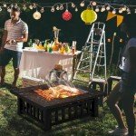 Yaheetech 32in Square Multifunctional Fire Pit Table