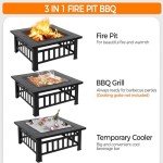 Yaheetech 32in Square Multifunctional Fire Pit Table
