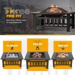 Devoko 32" Metal Square Outdoor Fire Pit