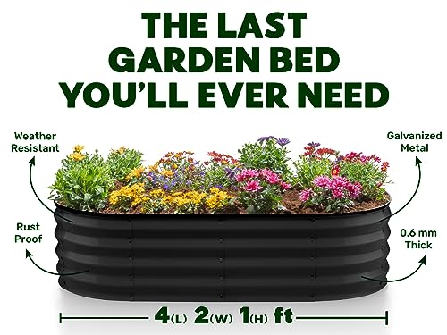 Tool-Free Assembly Galvanized Raised Garden Bed, 4×2 ft