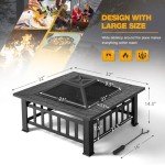 Devoko 32" Metal Square Outdoor Fire Pit