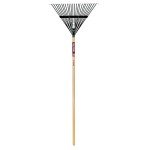 24-Inch Steel Leaf Rake with Wooden Handle