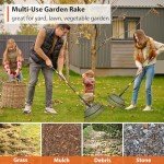 Heavy-Duty Garden Rake with 25 Non-Clogging Tines