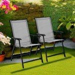 Set of 2 Portable Outdoor Patio Chairs with Armrests