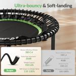 BCAN Adult Mini Trampoline, 40" Fitness Trampoline with Bungees, U Shape Adjustable Foam Handle, Stable & Quiet, Indoor Outdoor Workout-Green