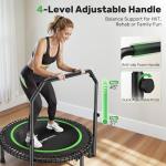 BCAN Adult Mini Trampoline, 40" Fitness Trampoline with Bungees, U Shape Adjustable Foam Handle, Stable & Quiet, Indoor Outdoor Workout-Green