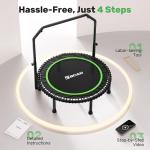 BCAN Adult Mini Trampoline, 40" Fitness Trampoline with Bungees, U Shape Adjustable Foam Handle, Stable & Quiet, Indoor Outdoor Workout-Green