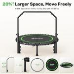 BCAN Adult Mini Trampoline, 40" Fitness Trampoline with Bungees, U Shape Adjustable Foam Handle, Stable & Quiet, Indoor Outdoor Workout-Green