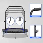 40" Mini Trampoline with Adjustable Bar for Fitness