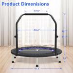 40" Mini Trampoline with Adjustable Bar for Fitness