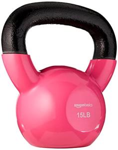 15lb Pink Vinyl Kettlebell by Amazon Basics