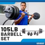 105 Pound Adjustable Barbell Weight Set for Home Gym