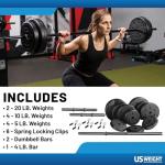 105 Pound Adjustable Barbell Weight Set for Home Gym