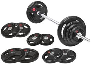 95 lbs Cast Iron Weight Plates with Barbell Set