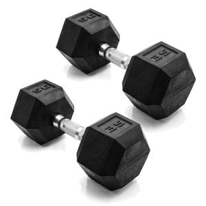 35 LB Rubber Coated Hex Dumbbell Pair