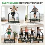 BCAN Adult Mini Trampoline, 40" Fitness Trampoline with Bungees, U Shape Adjustable Foam Handle, Stable & Quiet, Indoor Outdoor Workout-Green