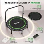 BCAN Adult Mini Trampoline, 40" Fitness Trampoline with Bungees, U Shape Adjustable Foam Handle, Stable & Quiet, Indoor Outdoor Workout-Green