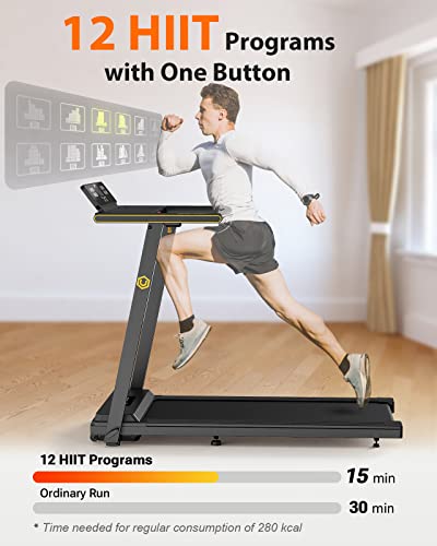 UREVO Portable Folding Treadmill with 12 Pre Set Programs