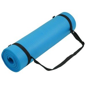 High Density 1/2-Inch Yoga Mat with Strap - Blue