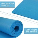 High Density 1/2-Inch Yoga Mat with Strap - Blue
