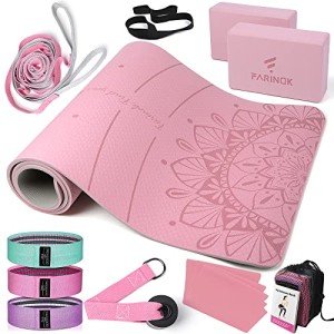 Pink Yoga Mat Set for Beginners with Accessories
