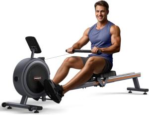 Compact Magnetic Rower Machine with Dual Slide Rails