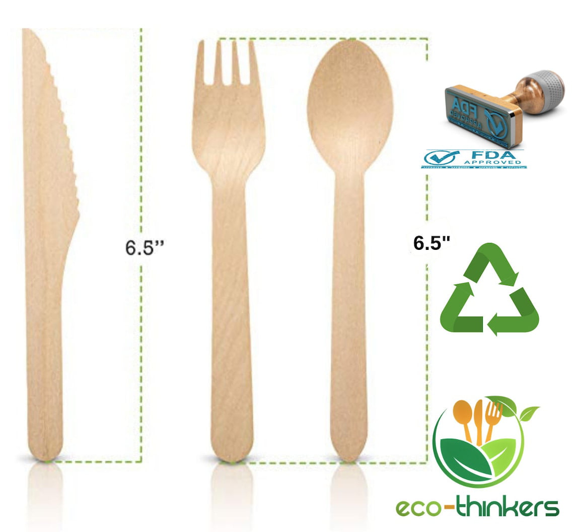Eco-Friendly Wooden Cutlery Set - 200 Pieces